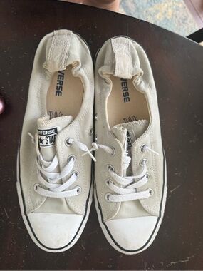 Converse Low Top Canvas Sneakers - Cream with White Accents